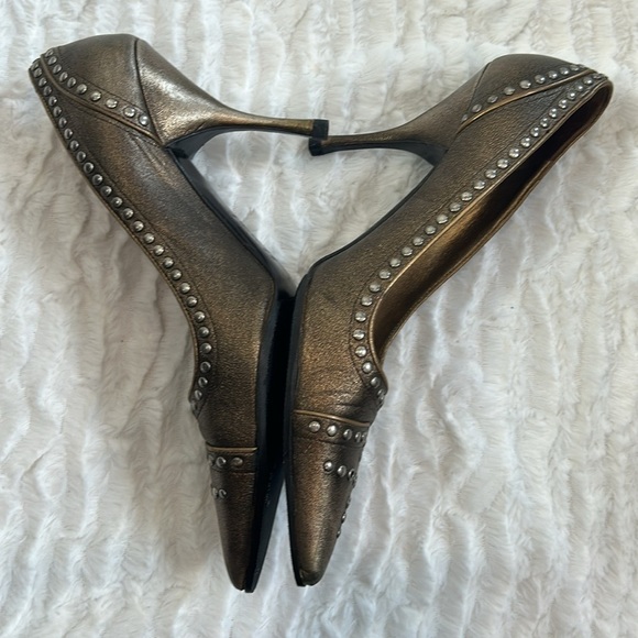 PRADA CALZATURE DONNA FUME STUD CAMMELLO SIZE 36.5 US 6.5 medieval stiletto heel - Picture 6 of 11